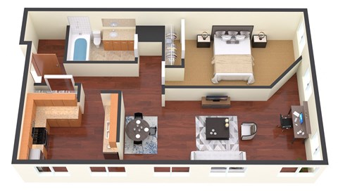 a floor plan of a house with a bedroom and a living room
